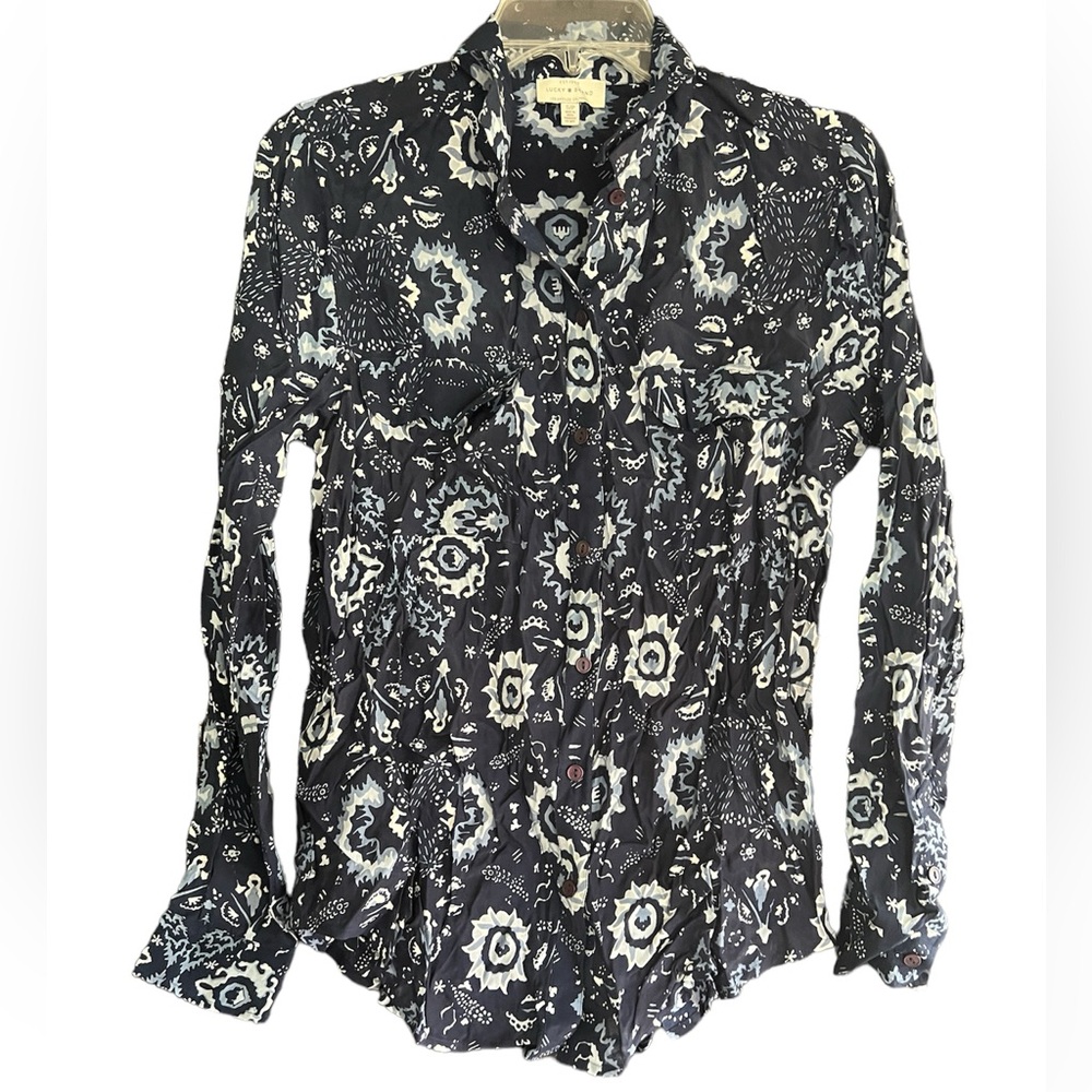 Lucky Brand Navy Blouse NWOT